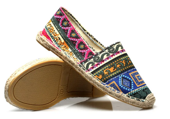 Heren espadrilles etnisch ontwerp in veelkleurig ademend canvas - Kalben