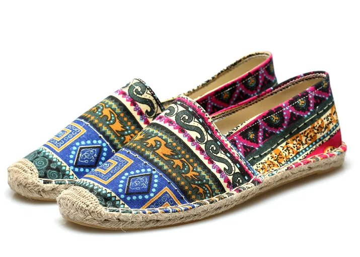 Heren espadrilles etnisch ontwerp in veelkleurig ademend canvas - Kalben