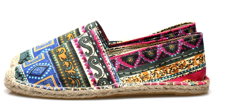 Heren espadrilles etnisch ontwerp in veelkleurig ademend canvas - Kalben