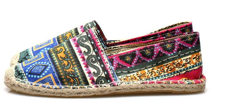 Heren espadrilles etnisch ontwerp in veelkleurig ademend canvas - Kalben