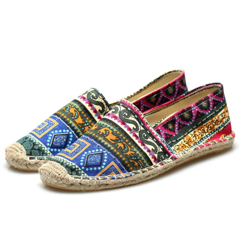 Heren espadrilles etnisch ontwerp in veelkleurig ademend canvas - Kalben