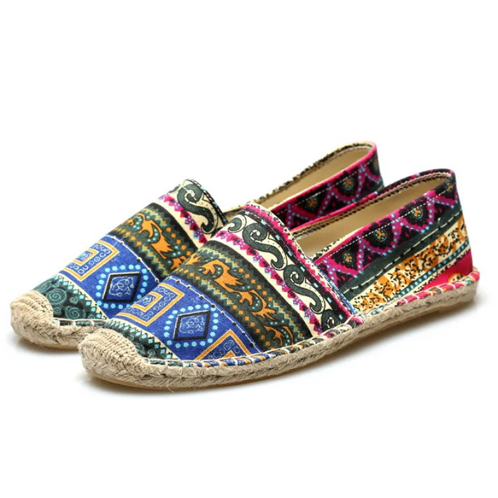 Heren espadrilles etnisch ontwerp in veelkleurig ademend canvas - Kalben