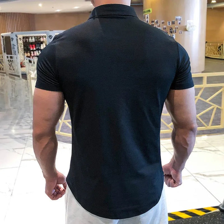 Slim fit stretch katoenen herenpolo - Bruno