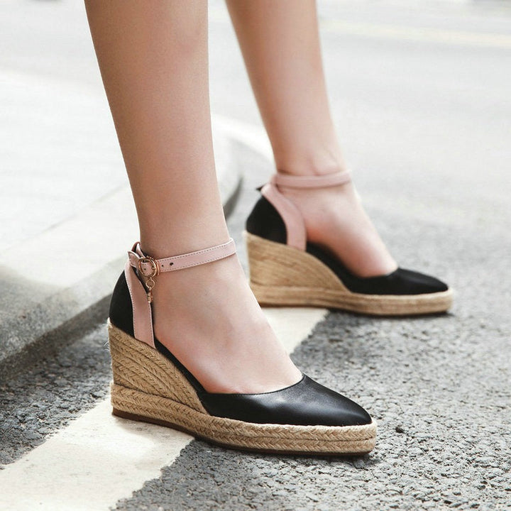 Sleehakken voor dames jute enkelband espadrille stijl - Adriana