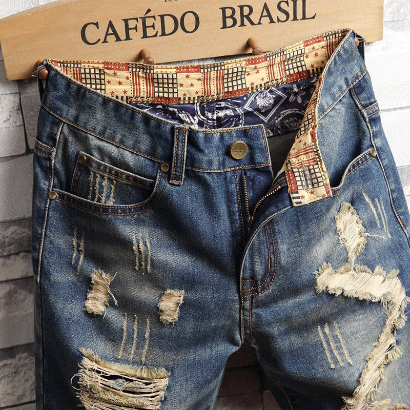 Heren denim shorts urban stijl gerafeld - Bruno
