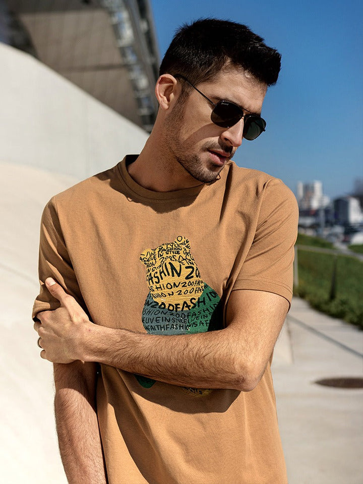 Katoenen heren-T-shirt met grafische print recht model - Tomás
