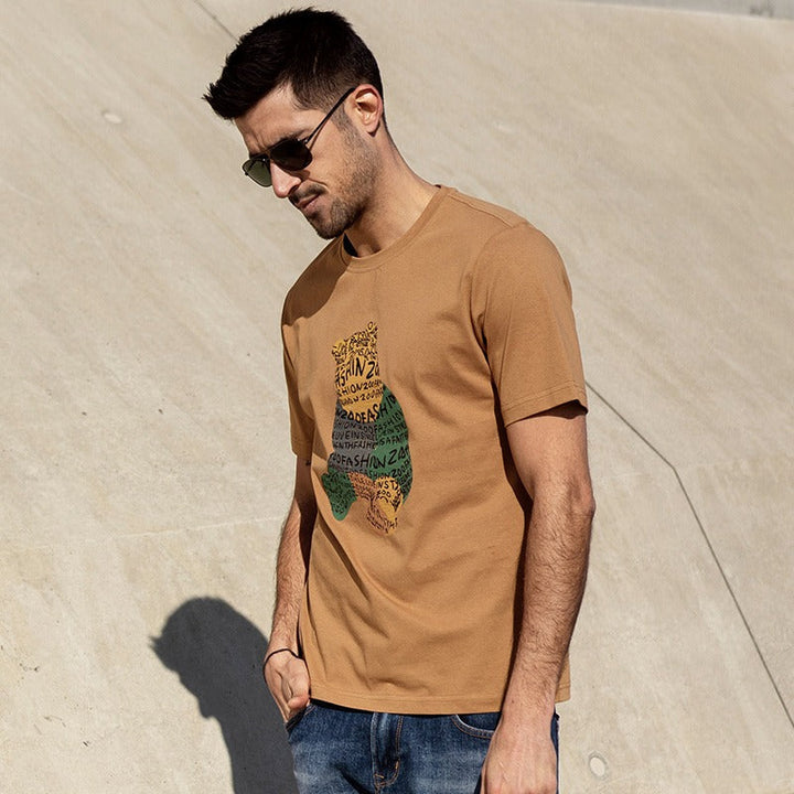 Katoenen heren-T-shirt met grafische print recht model - Tomás