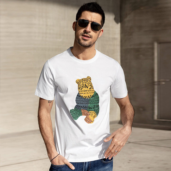 Katoenen heren-T-shirt met grafische print recht model - Tomás