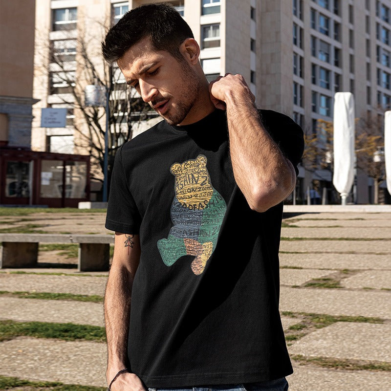 Katoenen heren-T-shirt met grafische print recht model - Tomás