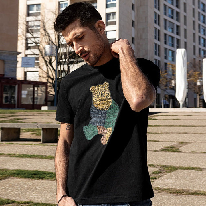 Katoenen heren-T-shirt met grafische print recht model - Tomás