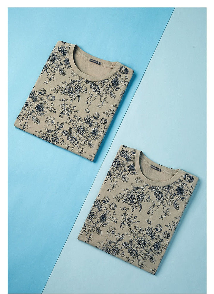 Gebloemd heren-T-shirt regular fit - Mauro