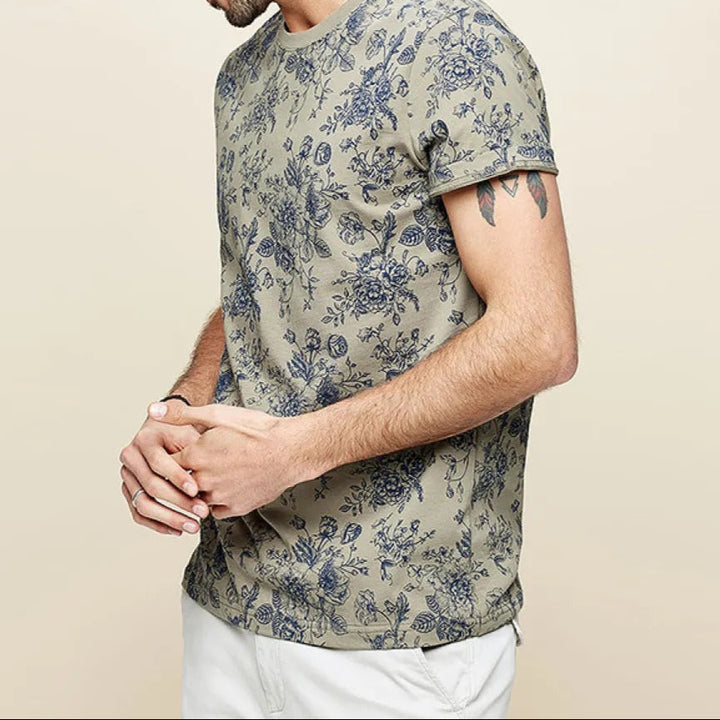 Gebloemd heren-T-shirt regular fit - Mauro