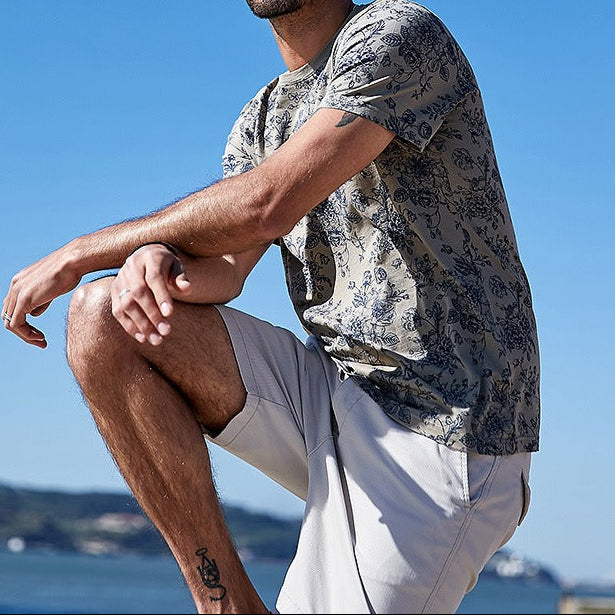 Gebloemd heren-T-shirt regular fit - Mauro