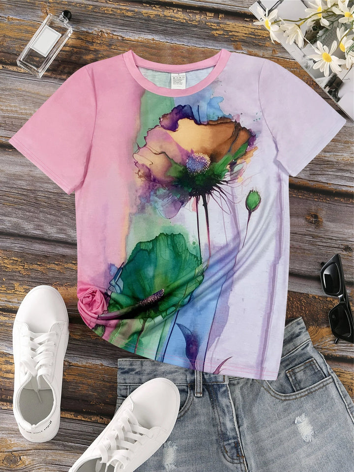 Fabienne - T-shirt met bloemenprint en korte mouwen