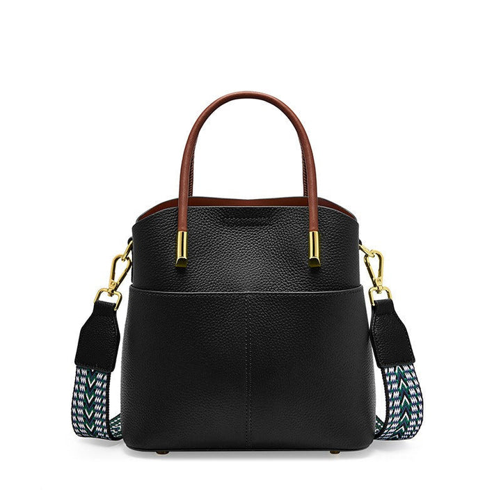 Emmerbag voor dames in generfd leer met dubbel handvat - Emilia