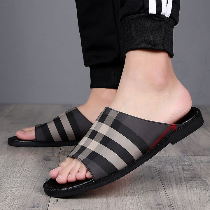 Geruite herensandalen met antislipdesign - Bruno