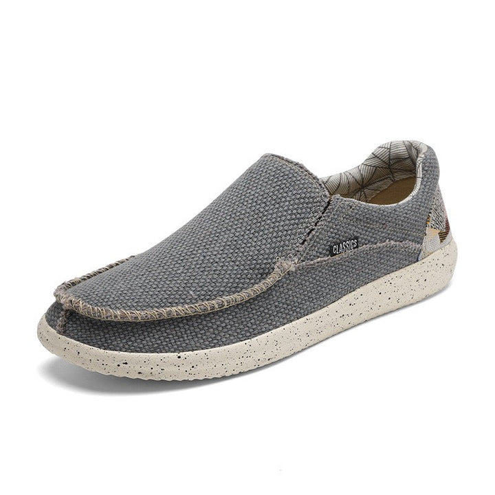 Beige heren sportschoenen van ademend canvas - Arven