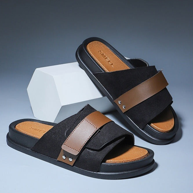 Kunstleren herensandalen cross over comfortabel ontwerp - Mateo