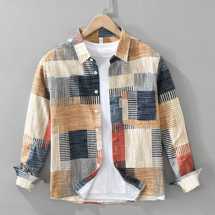 Herenoverhemd katoenen patchworkprint casual stijl - Hector
