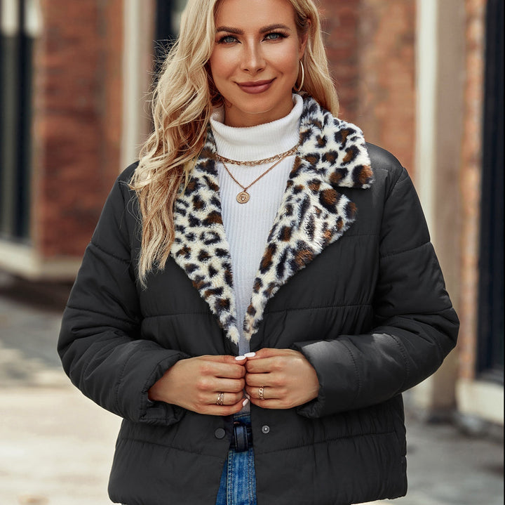 Damesjas met bedrukte kraag en gewatteerd ontwerp - Énavel