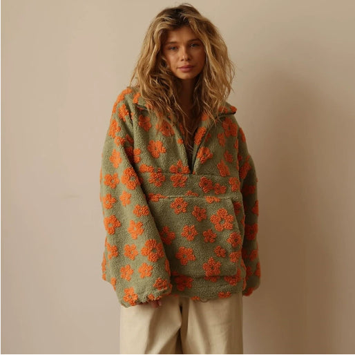 Fleece damessweatshirt met grote zak - Liora