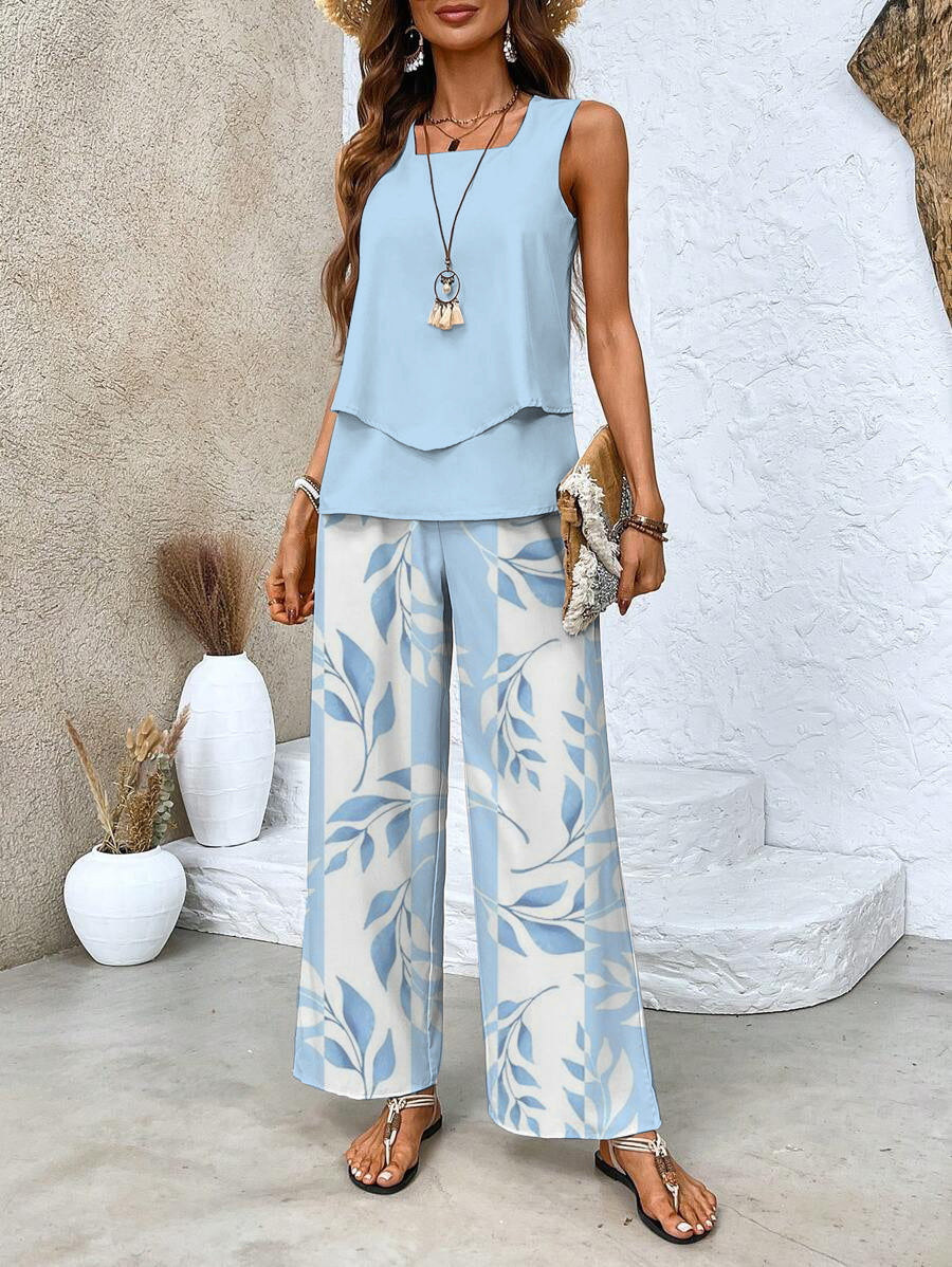 Nora - Zomerse set met print of effen kleur