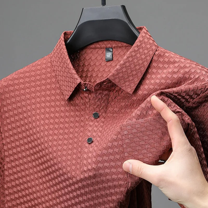 Geometrisch geweven poloshirt met zak voor heren - Marcelo
