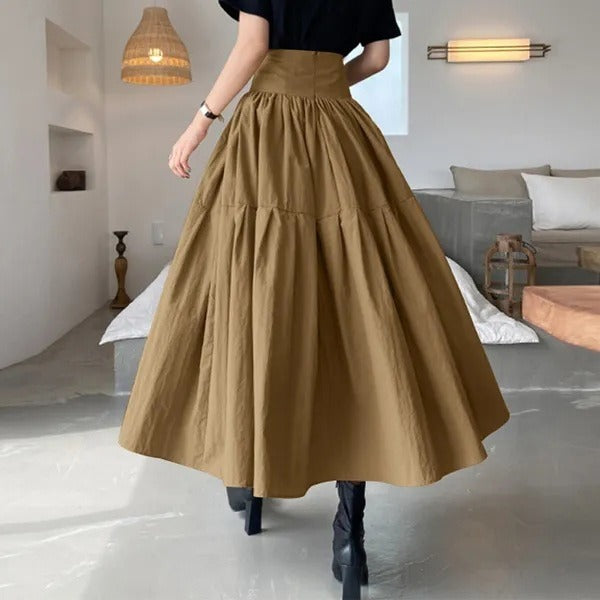Lange rok met brede plooi en elastische taille - Mireya
