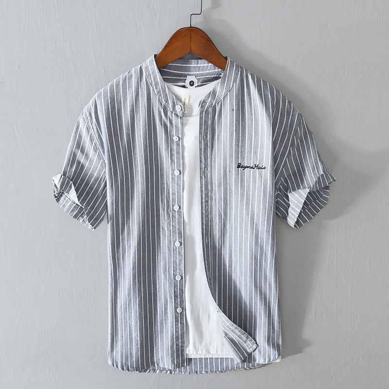 Casual herenoverhemd met verticale strepen en minimalistisch borduursel - Nolan