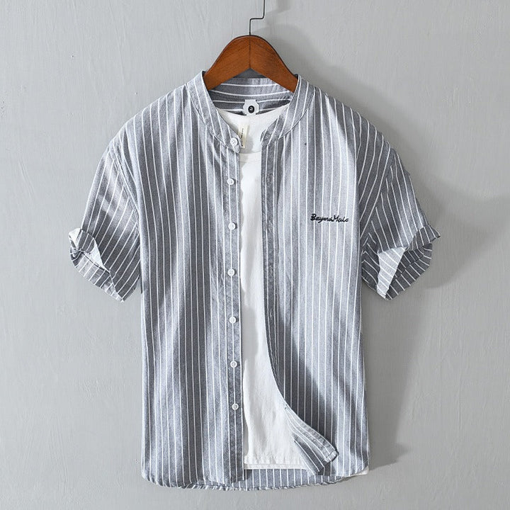 Casual herenoverhemd met verticale strepen en minimalistisch borduursel - Nolan