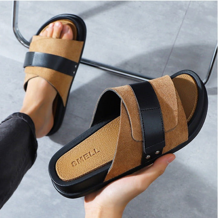 Kunstleren herensandalen cross over comfortabel ontwerp - Mateo