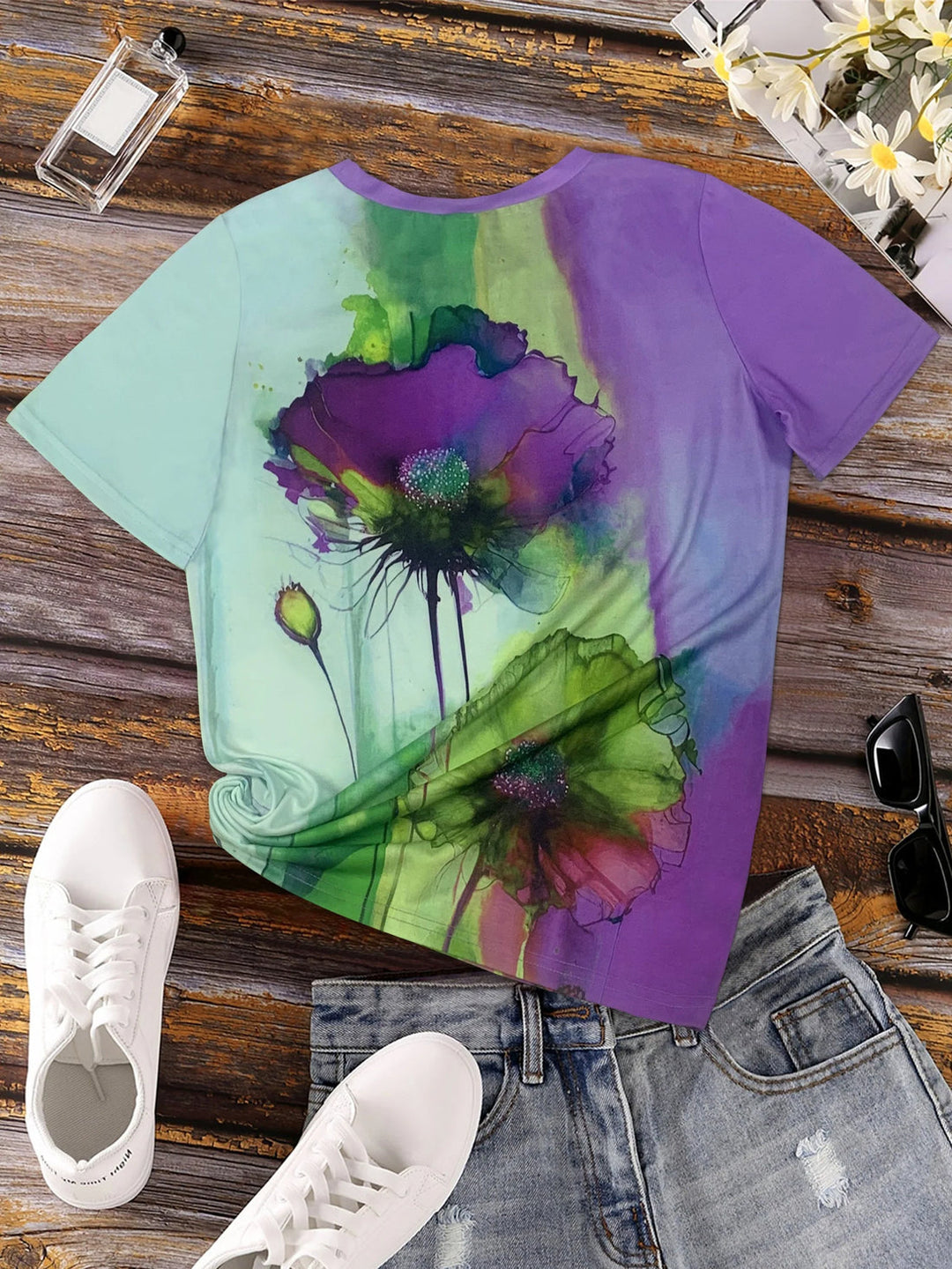 Fabienne - T-shirt met bloemenprint en korte mouwen