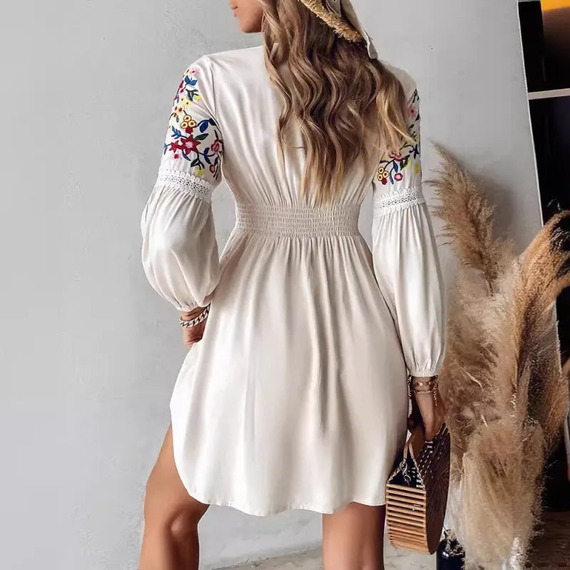 Scarlett - Bohemien kort jurkje met bloemen
