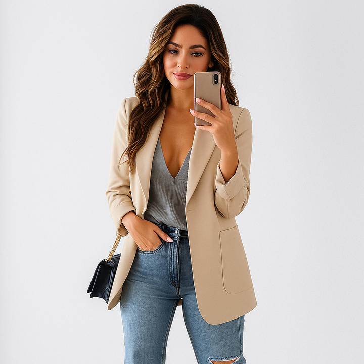 Rechte moderne blazer met casual styling - Angelina