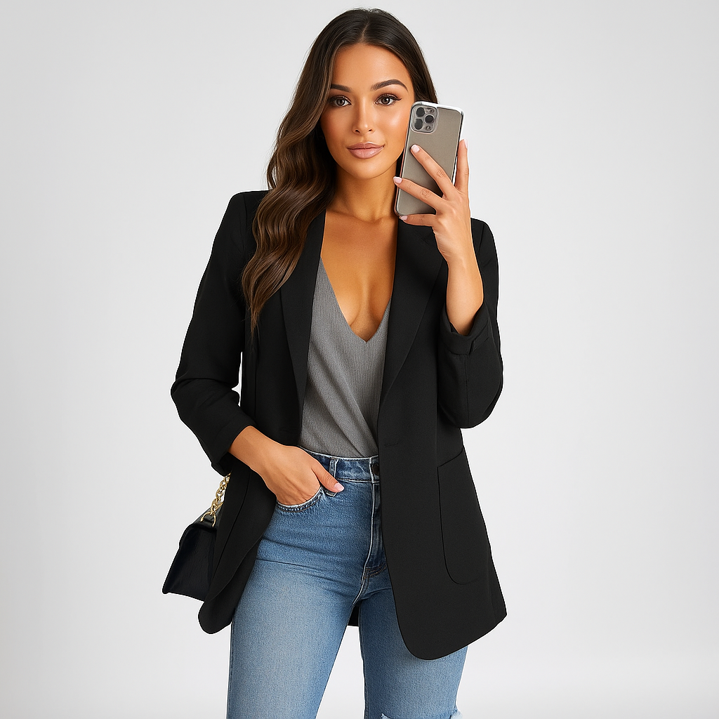 Rechte moderne blazer met casual styling - Angelina