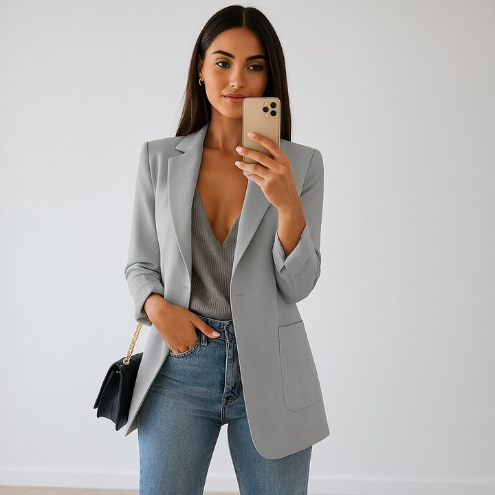 Rechte moderne blazer met casual styling - Angelina