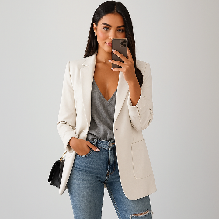 Rechte moderne blazer met casual styling - Angelina