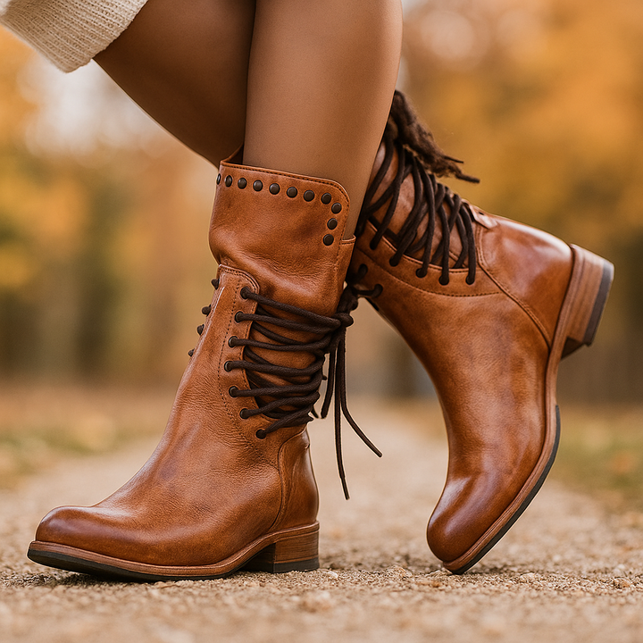 Leren veterlaarzen voor dames - Julieta