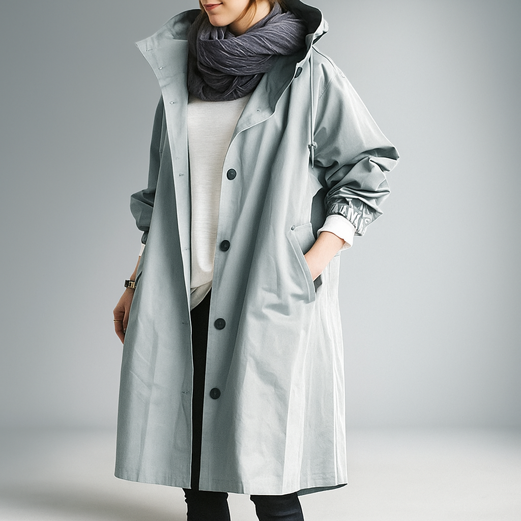 Dames trenchcoat oversized met lichte capuchon - Simona