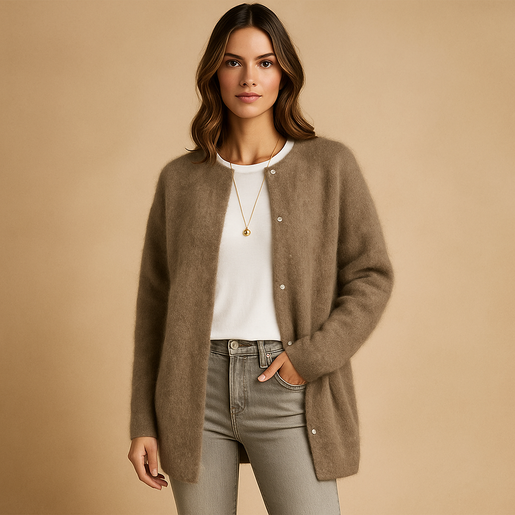 Lang damesvest met minimalistische knopen voor - Clara