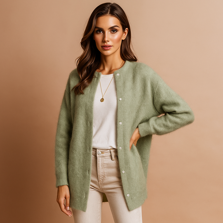 Lang damesvest met minimalistische knopen voor - Clara