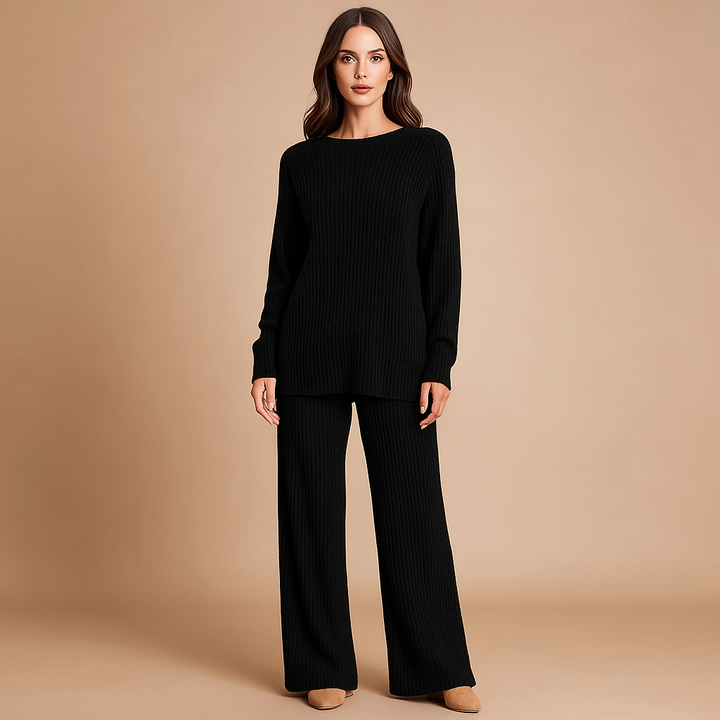 Set vrouw gebreide trui en wijde broek - Seforah
