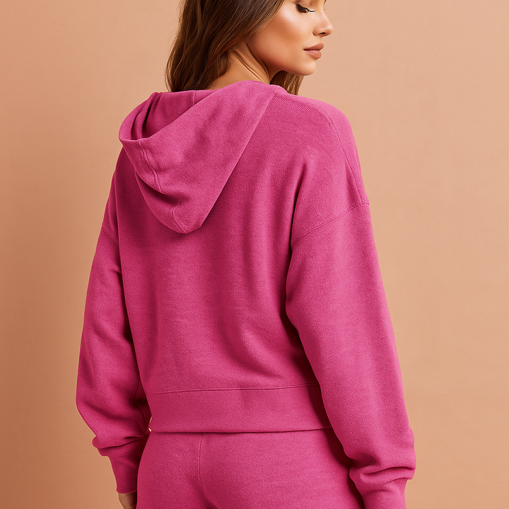 Damesset sweatshirt met capuchon en korte broek - Livia