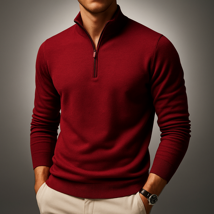 Fleece herentrui met halve rits - Braden