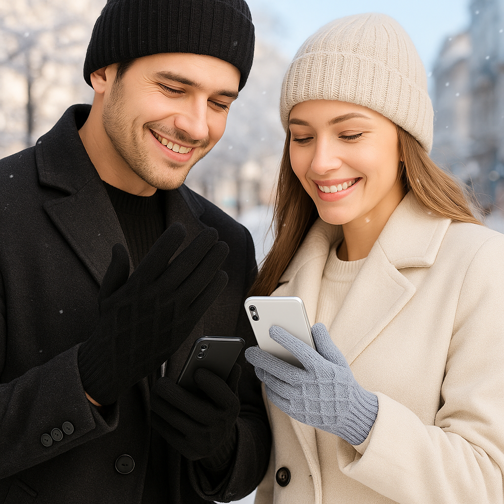 Tactiele uniseks winterhandschoenen van soepele stof - Eamon