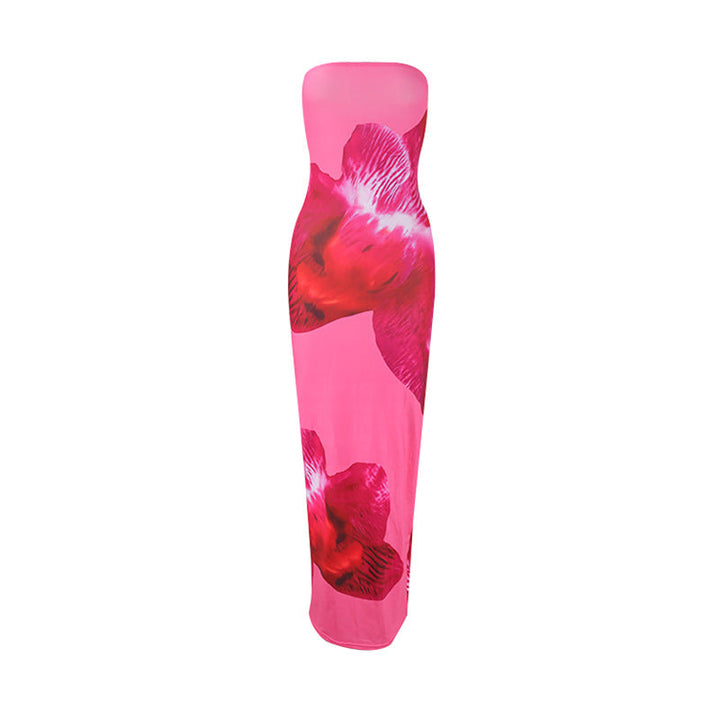 Lange jurk voor dames, rechte hals - Kerttu