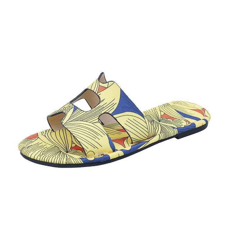 Multicolour platte damessandalen met tropisch design - Kaia