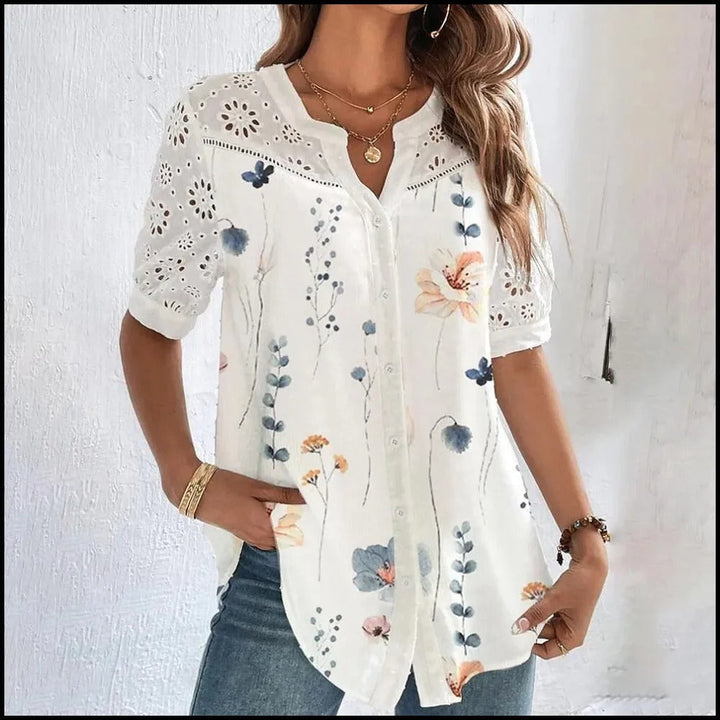 Witte geborduurde blouse in bohemian stijl - Verona