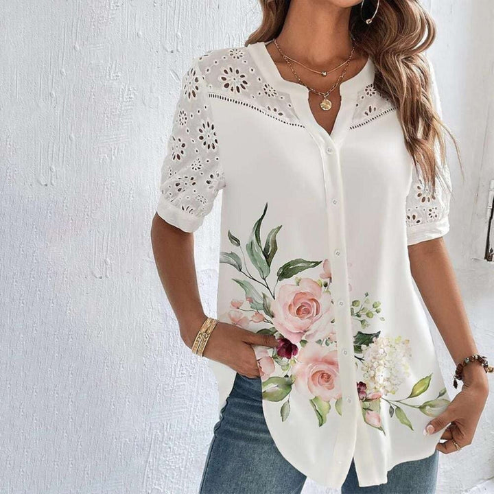 Witte geborduurde blouse in bohemian stijl - Verona