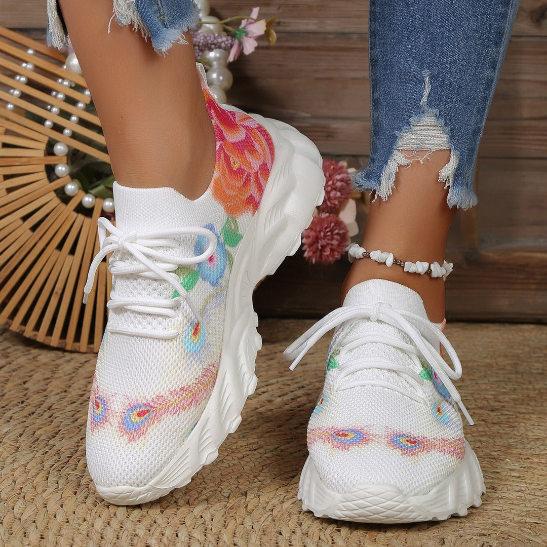 Damesschoenen van ademende stof met bloemenprint - Julieta